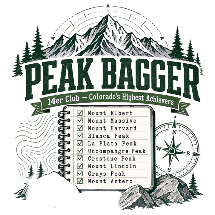 Peak Bagger — hiking t-shirt design by Bazzai Studio