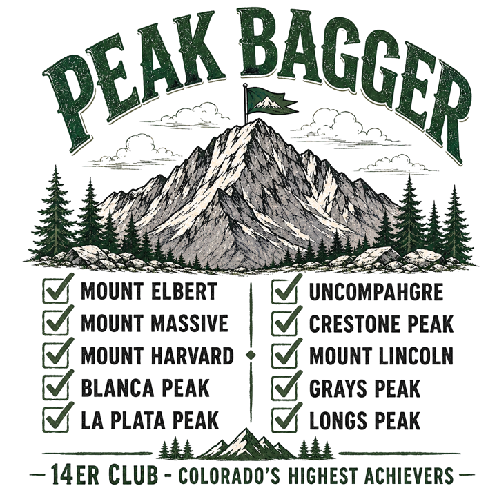 Peak Bagger — hiking t-shirt design by Bazzai Studio