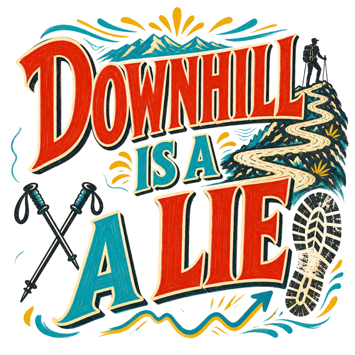 DOWNHILL IS A LIE — trail life t-shirt design by Bazzai Studio