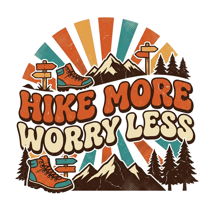 HIKE MORE WORRY LESS — hiking t-shirt design by Bazzai Studio