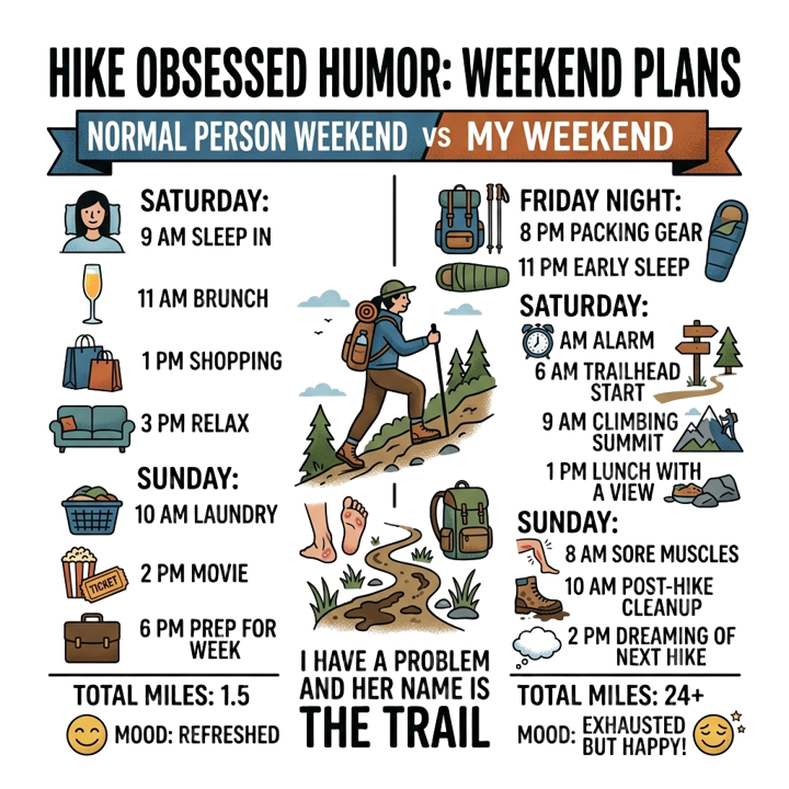 Hike Obsessed Humor — hiking t-shirt design by Bazzai Studio