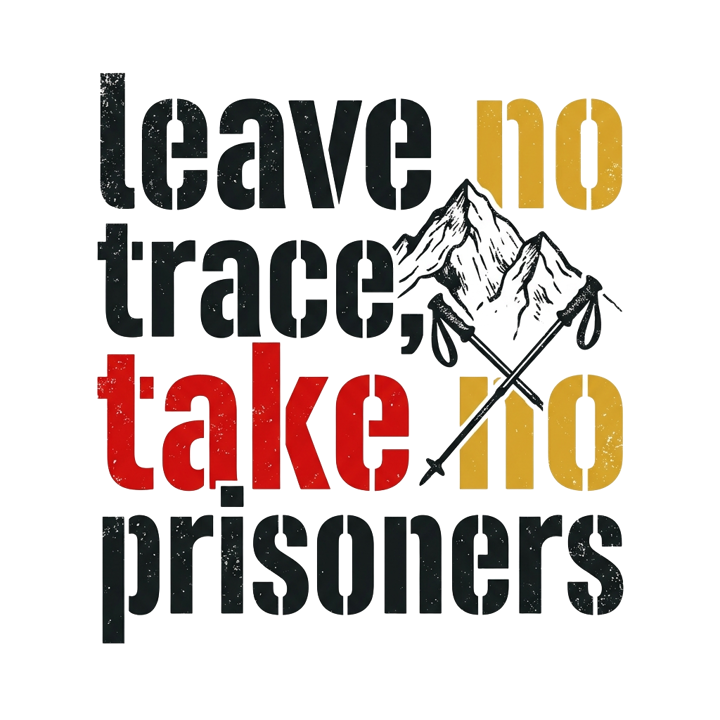leave no trace, take no prisoners — trail life t-shirt design by Bazzai Studio