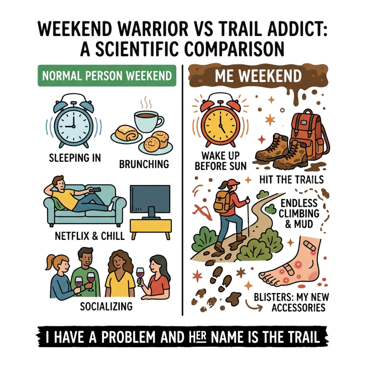 Hike Obsessed Humor — hiking t-shirt design by Bazzai Studio