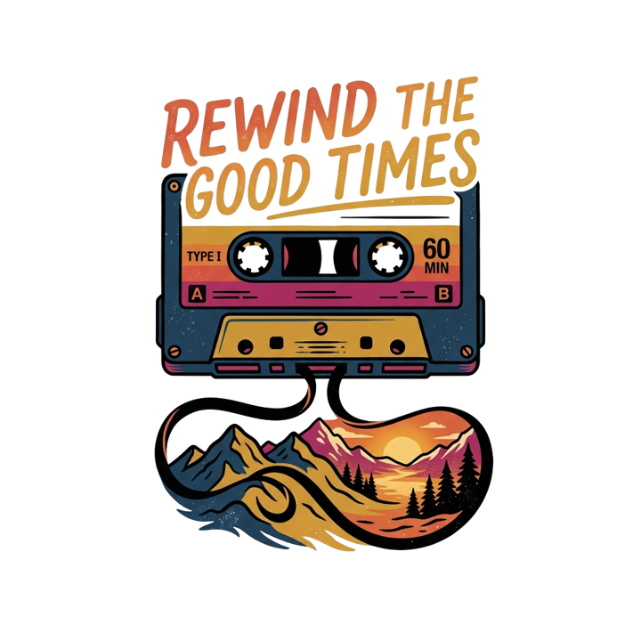 Cassette Tape Nostalgia — hiking t-shirt design by Bazzai Studio