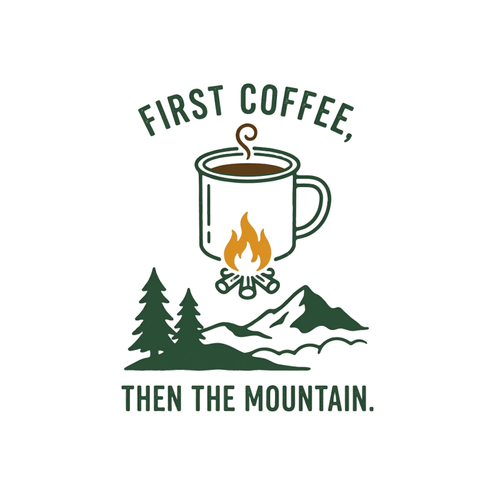 Camping Coffee — hiking t-shirt design by Bazzai Studio