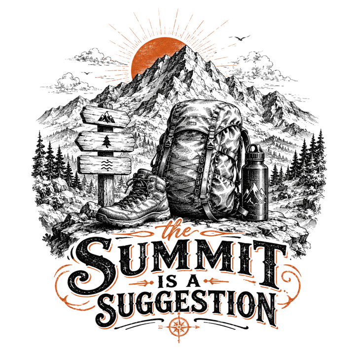 the summit is a suggestion — trail life t-shirt design by Bazzai Studio