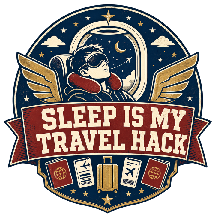 SLEEP IS MY TRAVEL HACK — travel sleep life t-shirt design by Bazzai Studio