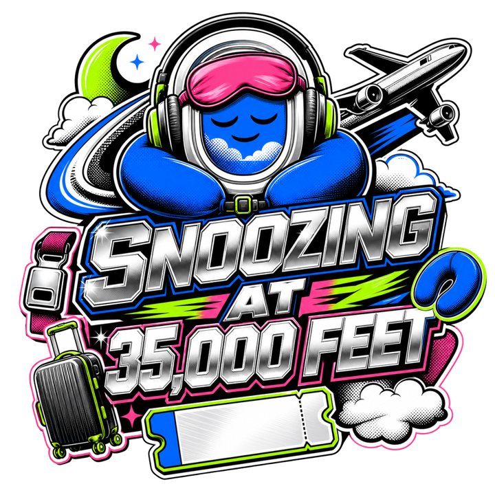 SNOOZING AT 35,000 FEET — travel sleep life t-shirt design by Bazzai Studio