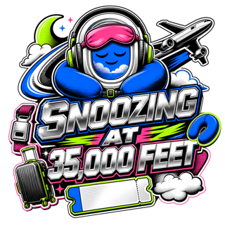 SNOOZING AT 35,000 FEET — art by Bazzai Studio