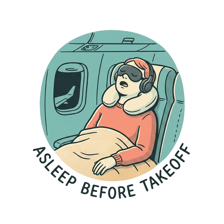 ASLEEP BEFORE TAKEOFF — travelnap t-shirt design by Bazzai Studio