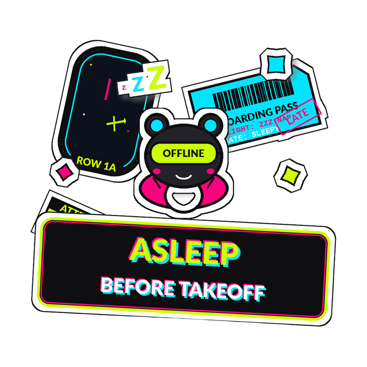 ASLEEP BEFORE TAKEOFF — travel sleep life t-shirt design by Bazzai Studio