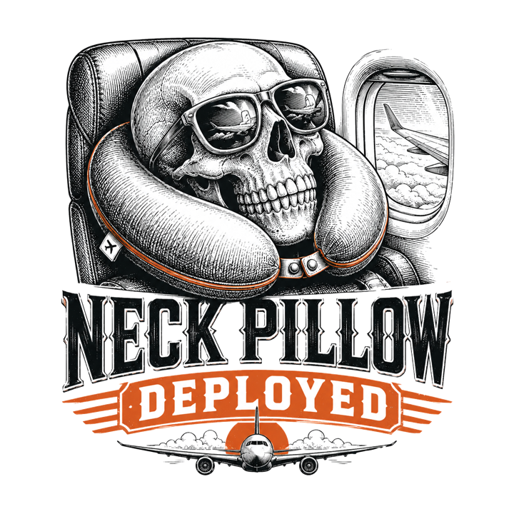 NECK PILLOW DEPLOYED — travel sleep life t-shirt design by Bazzai Studio