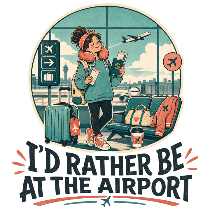 I'D RATHER BE AT THE AIRPORT — travel wanderer life t-shirt design by Bazzai Studio