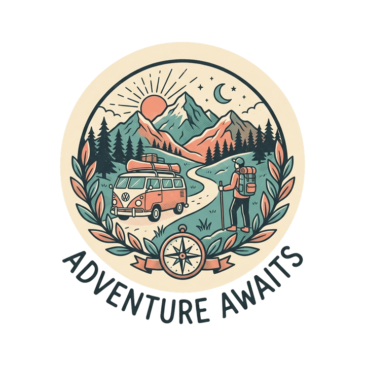 ADVENTURE AWAITS — travel t-shirt design by Bazzai Studio