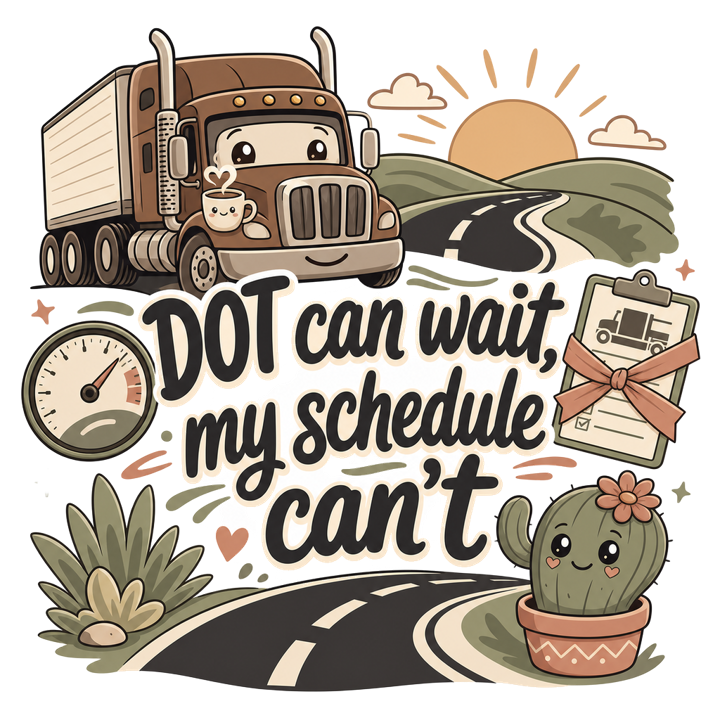 DOT can wait, my schedule can't — trucker t-shirt design by Bazzai Studio
