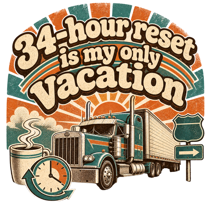 34-hour reset is my only vacation — trucker t-shirt design by Bazzai Studio
