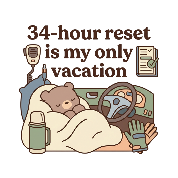 34-hour reset is my only vacation — trucker t-shirt design by Bazzai Studio