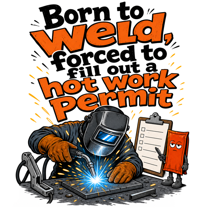 Born to weld, forced to fill out a hot work permit — welder t-shirt design by Bazzai Studio