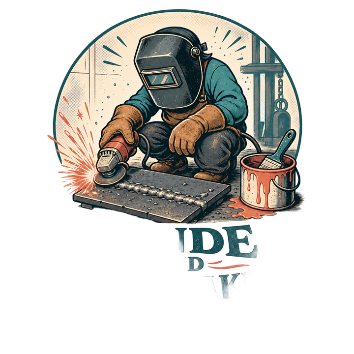 Grinder and paint make me the welder I ain't — welder t-shirt design by Bazzai Studio