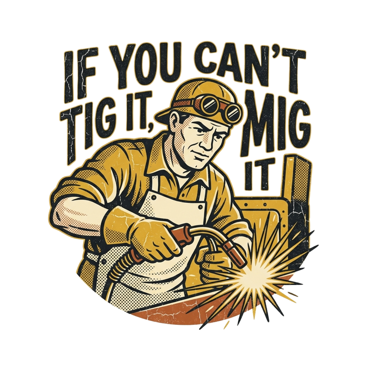 If you can't TIG it, MIG it — welder t-shirt design by Bazzai Studio