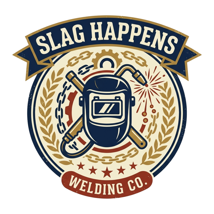 Slag happens — welder t-shirt design by Bazzai Studio