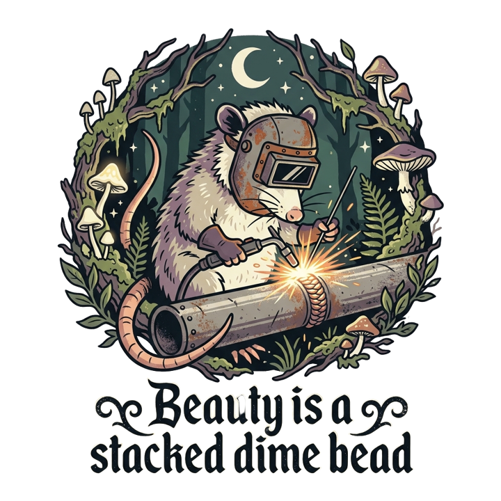 Beauty is a stacked dime bead — welder t-shirt design by Bazzai Studio