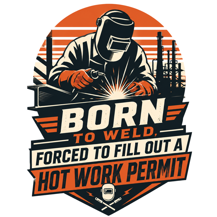 Born to weld, forced to fill out a hot work permit — welder t-shirt design by Bazzai Studio