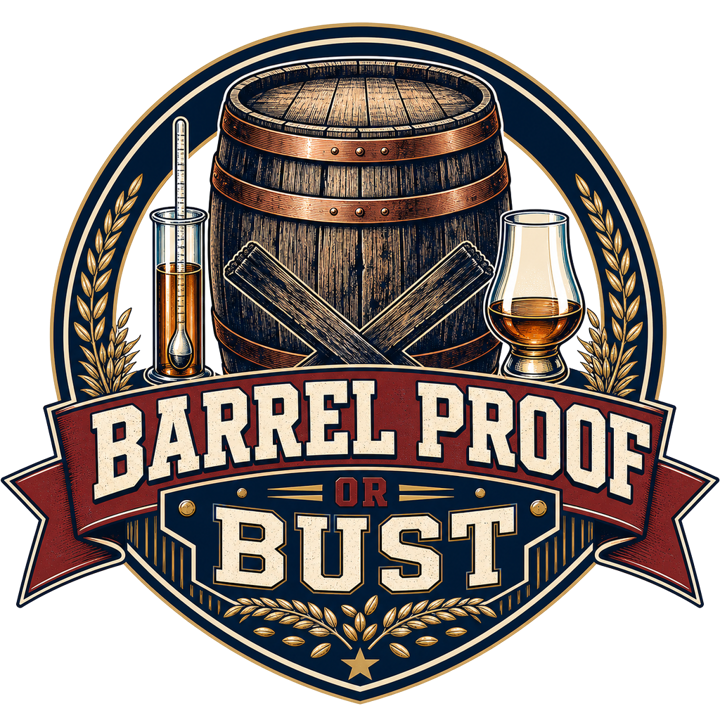 BARREL PROOF OR BUST — bourbon & whiskey t-shirt design by Bazzai Studio