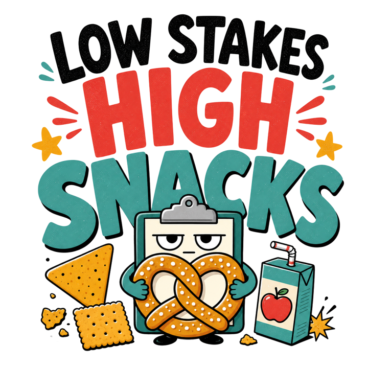 LOW STAKES HIGH SNACKS — wholesome funny gifts t-shirt design by Bazzai Studio