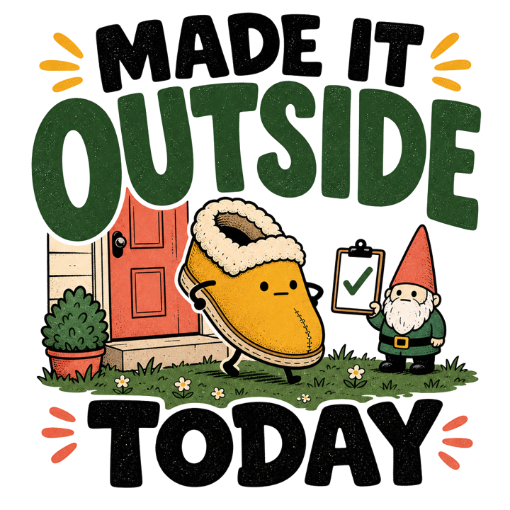 MADE IT OUTSIDE TODAY — wholesome funny gifts t-shirt design by Bazzai Studio