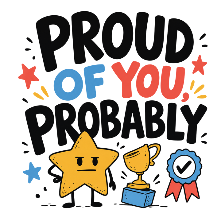 PROUD OF YOU, PROBABLY — wholesome funny gifts t-shirt design by Bazzai Studio