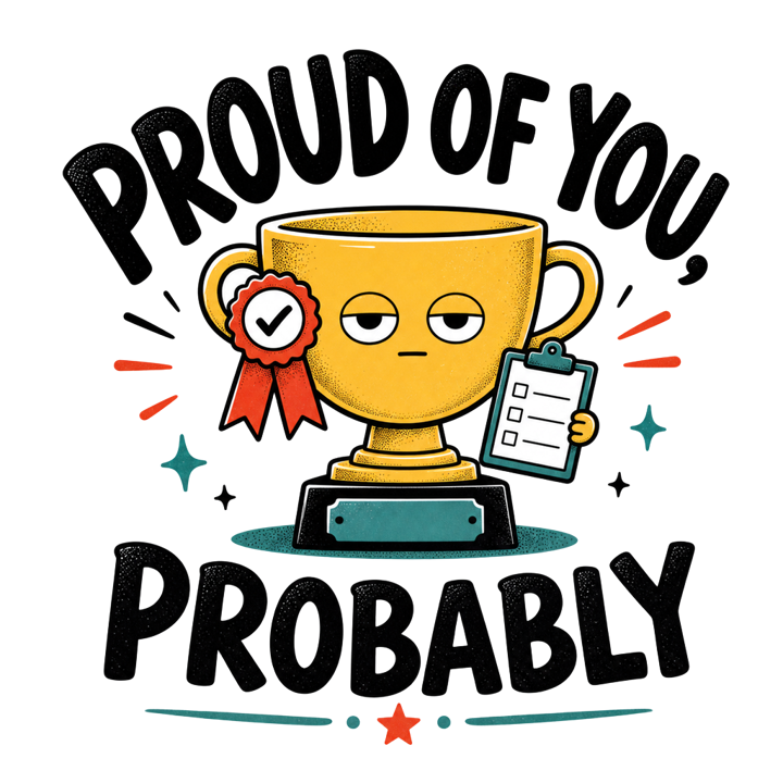 PROUD OF YOU, PROBABLY — wholesome funny gifts t-shirt design by Bazzai Studio