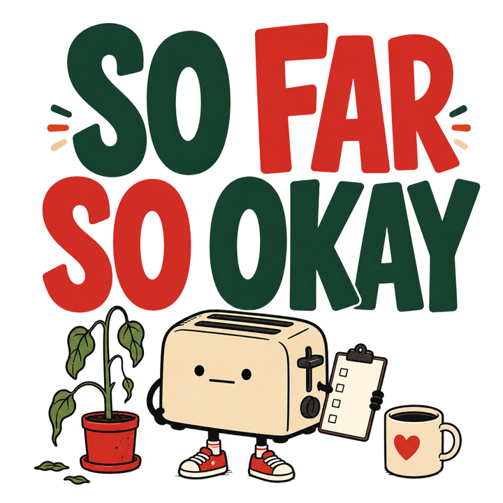SO FAR SO OKAY — wholesome funny gifts t-shirt design by Bazzai Studio
