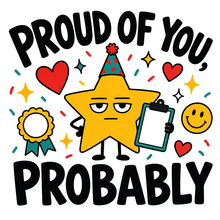 PROUD OF YOU, PROBABLY — wholesome funny gifts t-shirt design by Bazzai Studio