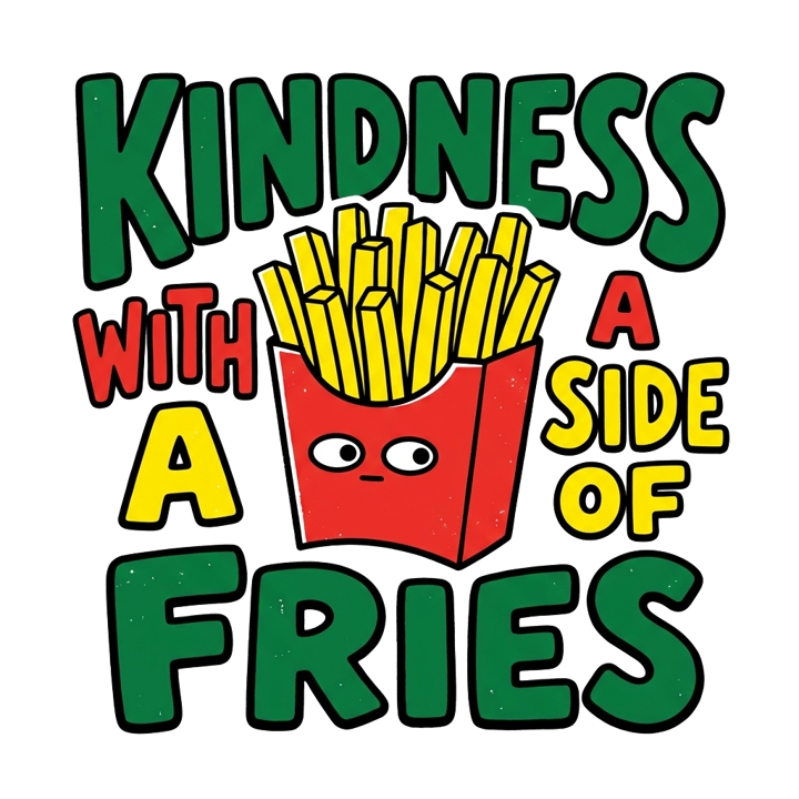 KINDNESS WITH A SIDE OF FRIES — wholesome funny gifts t-shirt design by Bazzai Studio