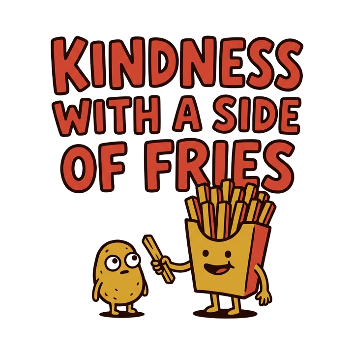 KINDNESS WITH A SIDE OF FRIES — wholesome funny gifts t-shirt design by Bazzai Studio