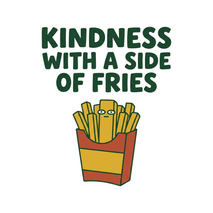 KINDNESS WITH A SIDE OF FRIES — wholesome funny gifts t-shirt design by Bazzai Studio